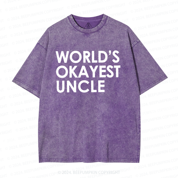 World's Okayest UNCLE Washed T-Shirts 