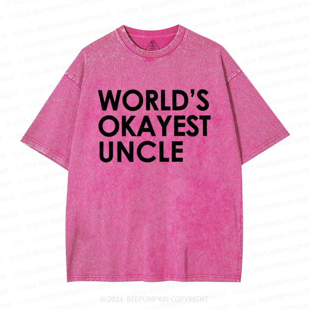 World's Okayest UNCLE Washed T-Shirts 
