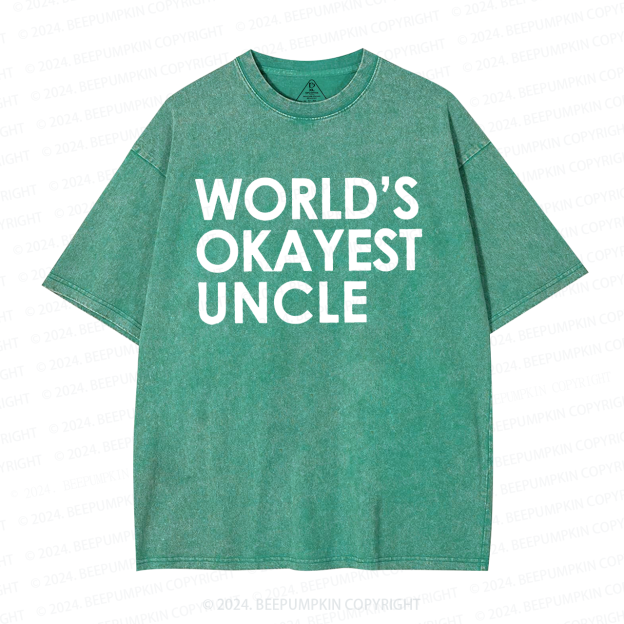World's Okayest UNCLE Washed T-Shirts 