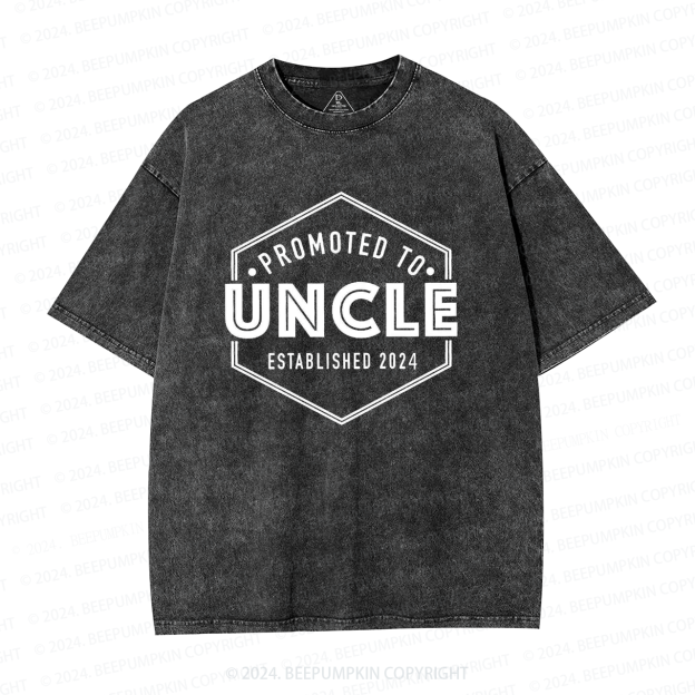 Promoted to Uncle Washed T-Shirts 