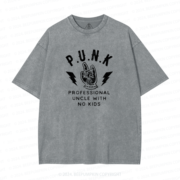 Professional Uncle No Kids Uncle Washed T-Shirts 