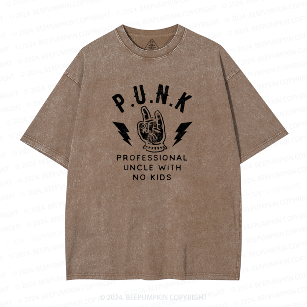 Professional Uncle No Kids Uncle Washed T-Shirts 