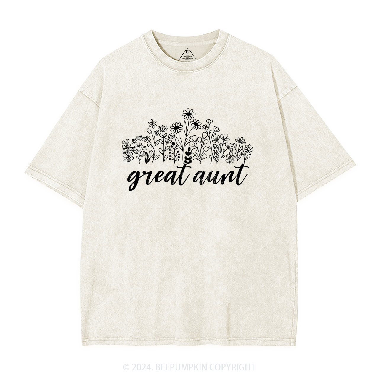 Great Aunt Flower Aunt Washed T-Shirts 