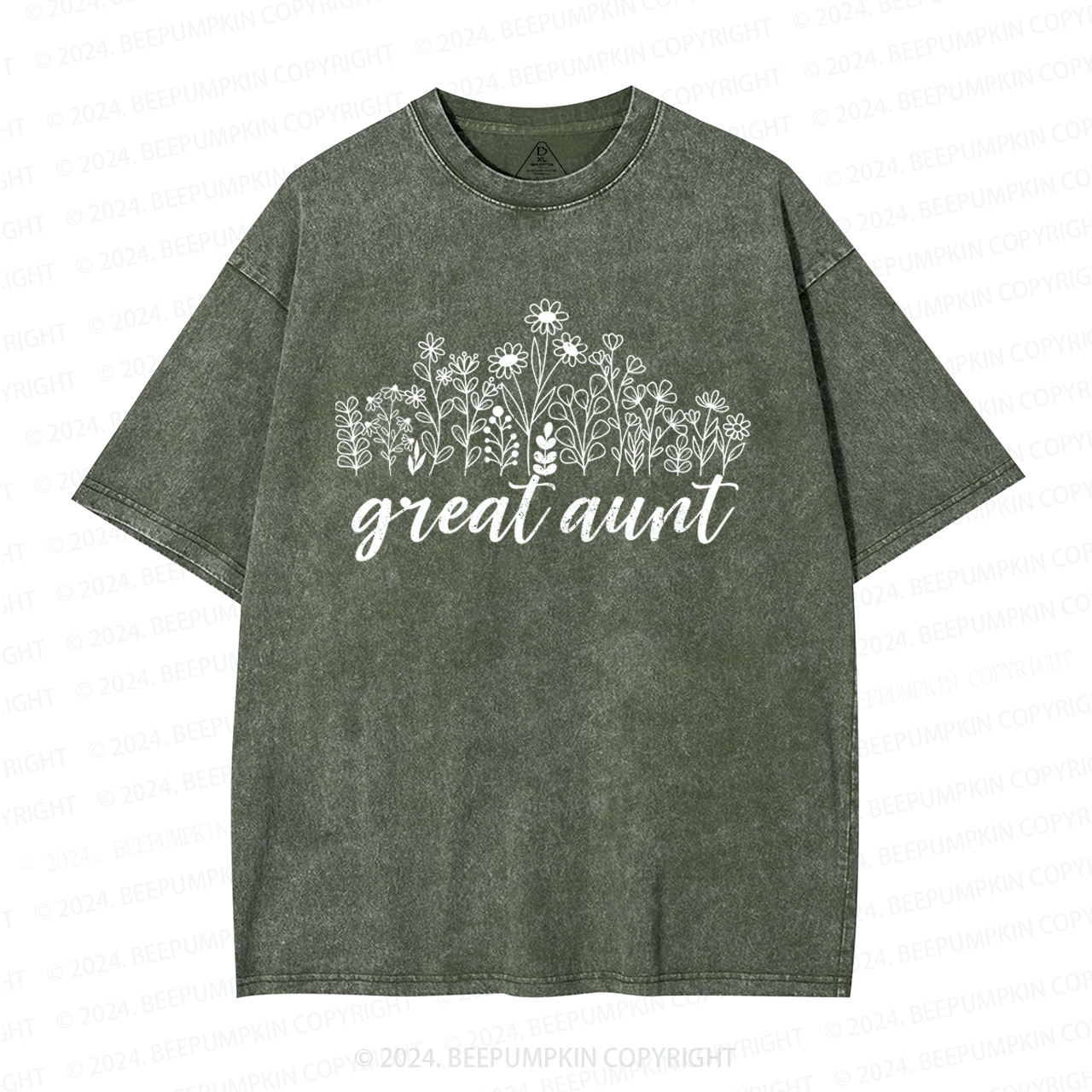 Great Aunt Flower Aunt Washed T-Shirts 