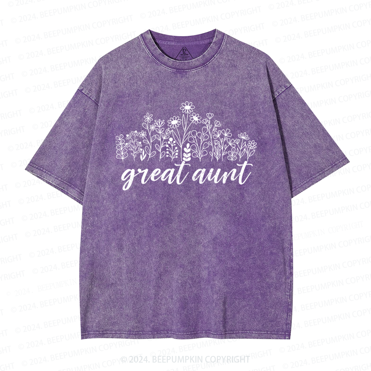 Great Aunt Flower Aunt Washed T-Shirts 