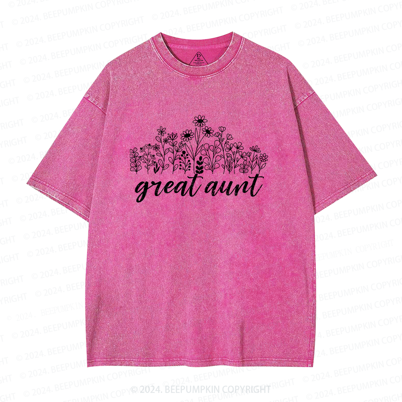 Great Aunt Flower Aunt Washed T-Shirts 