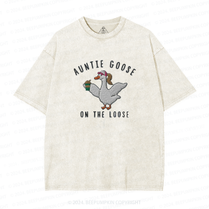 Image of Auntie Goose On The Loose Embroidered Auntie Washed Tees