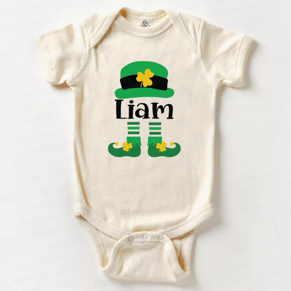 Image of Personalized Name Elf Fashion St.Patty Day Gift Baby Bodysuit Beepumpkin