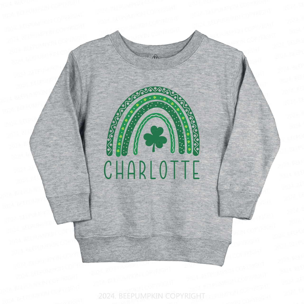 Personalized Name Rainbow Shamrock Kids Sweatshirt