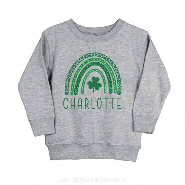 Personalized Name Rainbow Shamrock Kids Sweatshirt