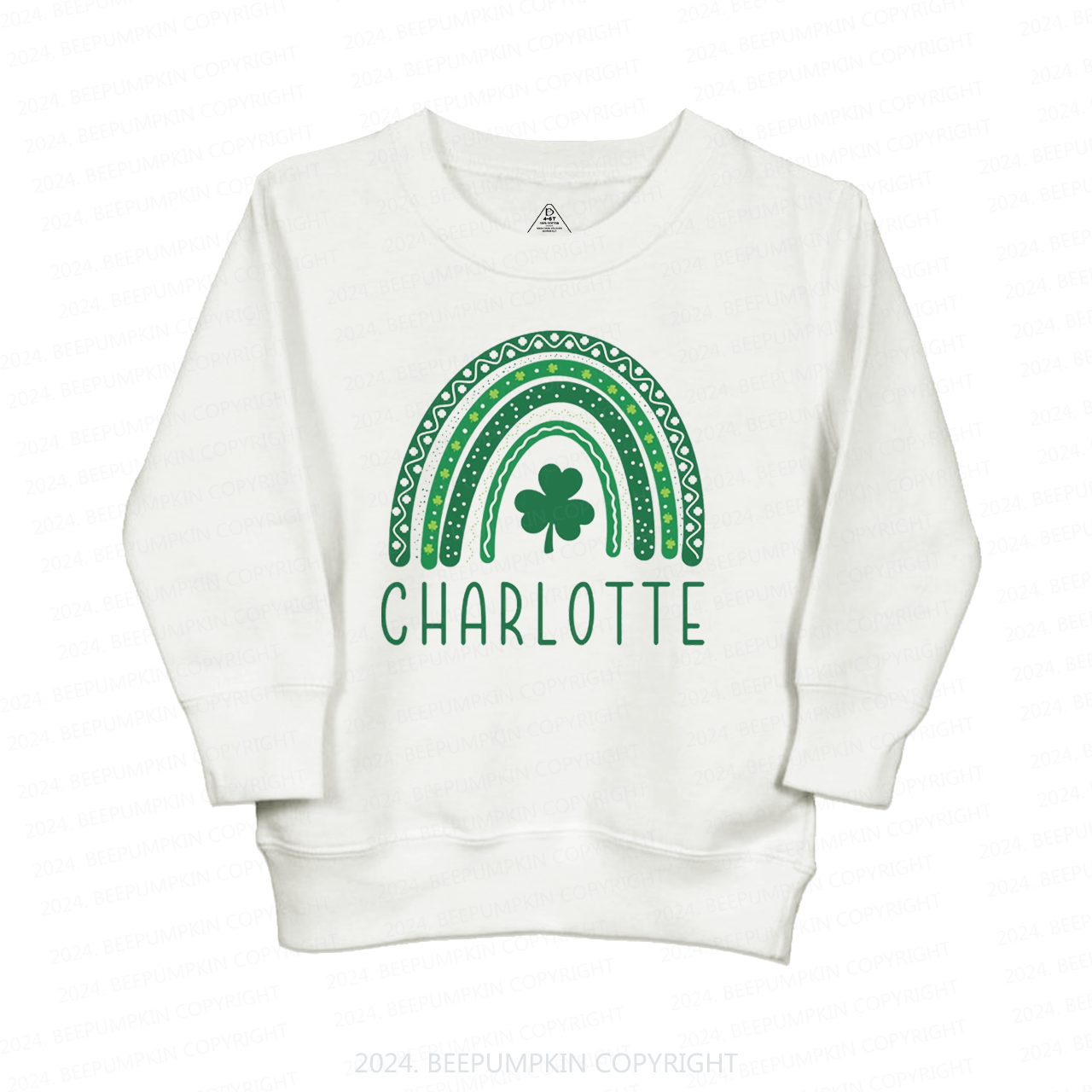 Personalized Name Rainbow Shamrock Kids Sweatshirt
