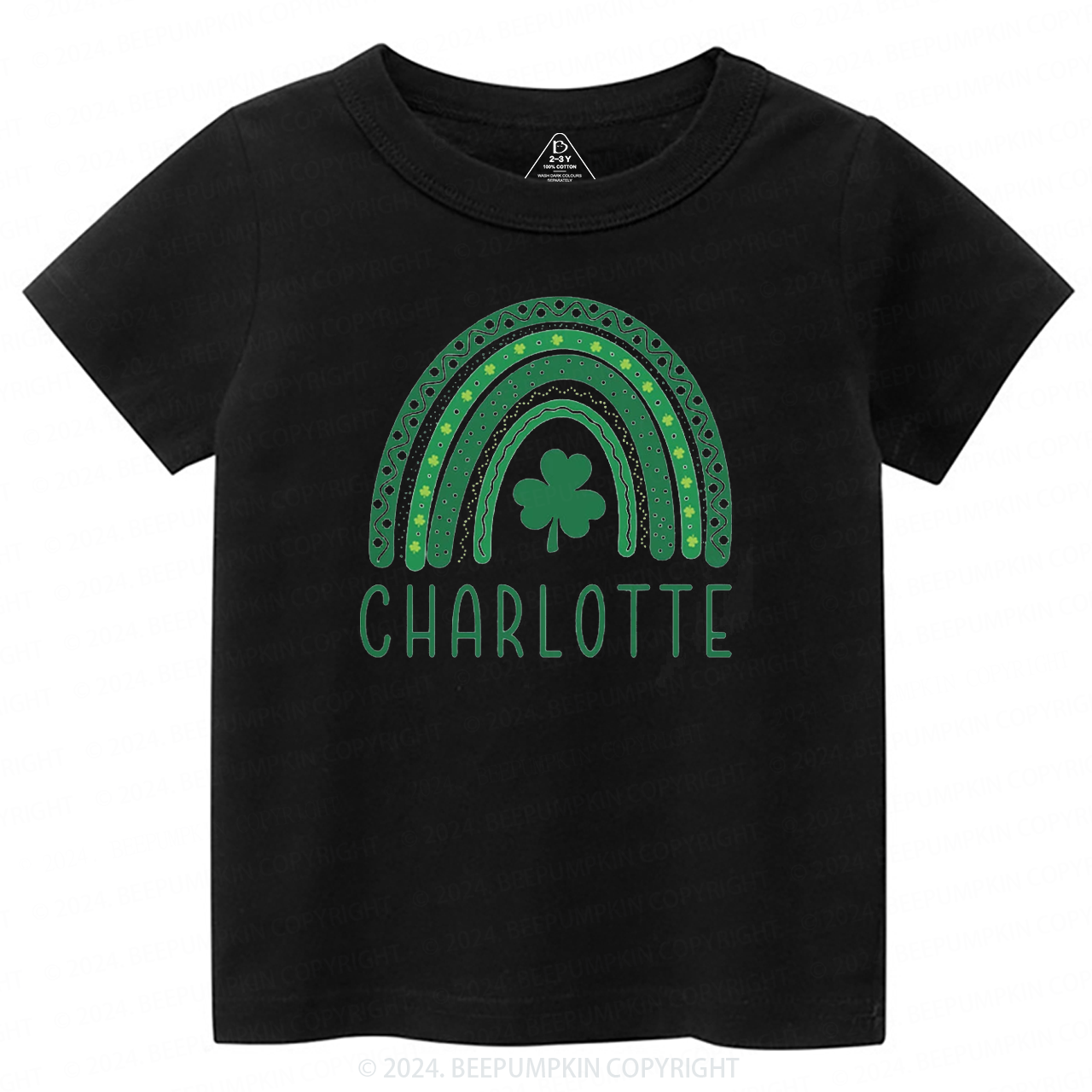Personalized Name Rainbow Shamrock Toddler Tees