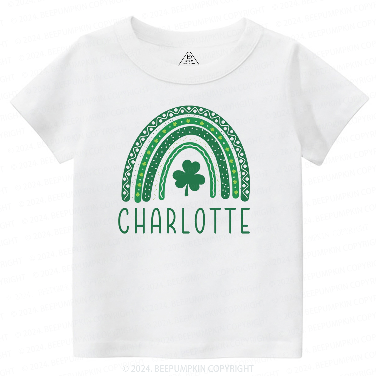 Personalized Name Rainbow Shamrock Toddler Tees
