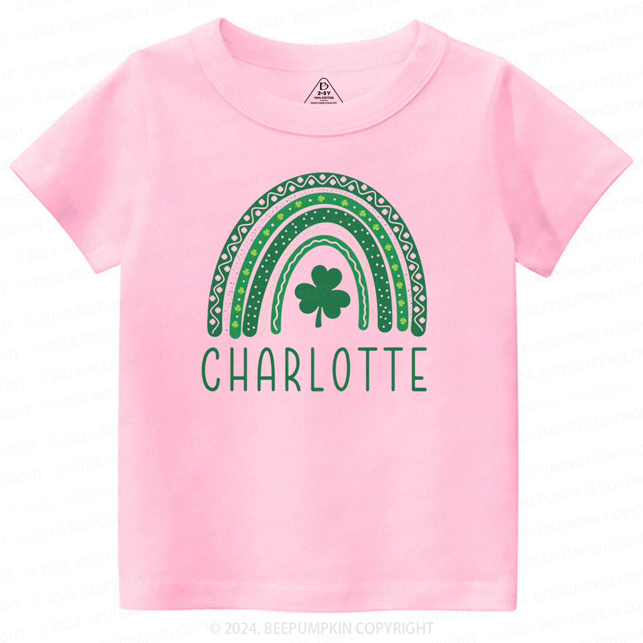 Personalized Name Rainbow Shamrock Toddler Tees Sale-Beepumpkin™