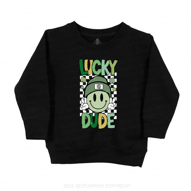 Retro Lucky Dude St.Patricks Day Kids Sweatshirt