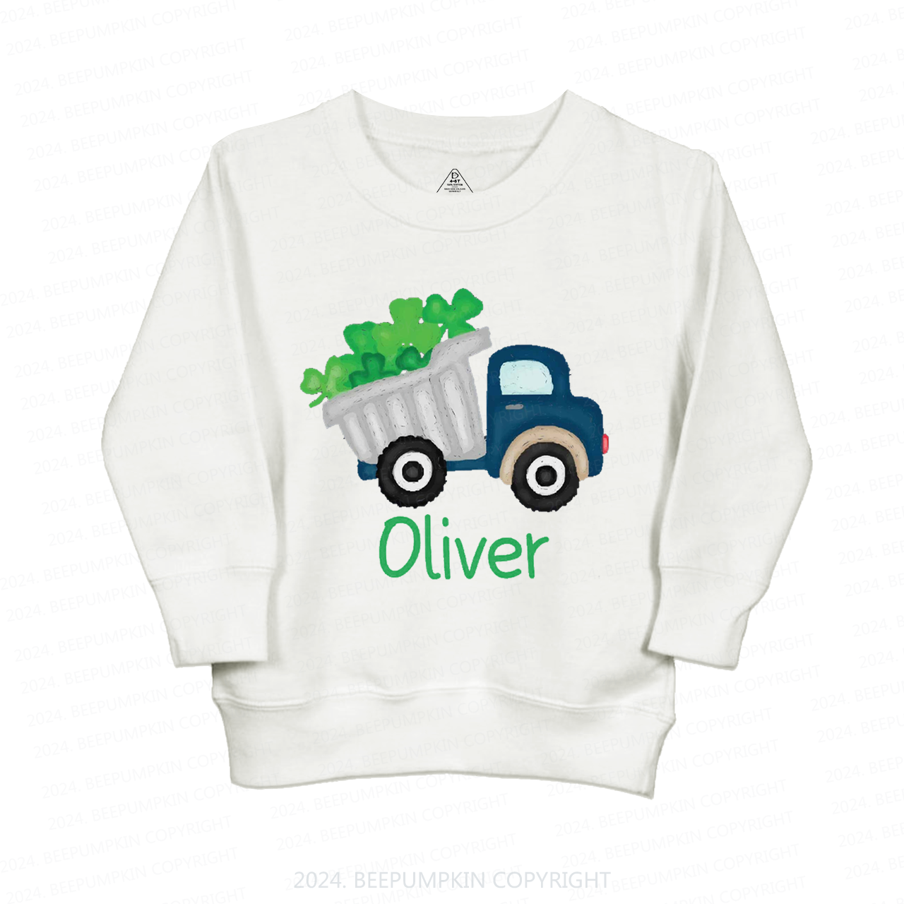 Personalized Shamrock Truck St.Patricks Day Kids Sweatshirt