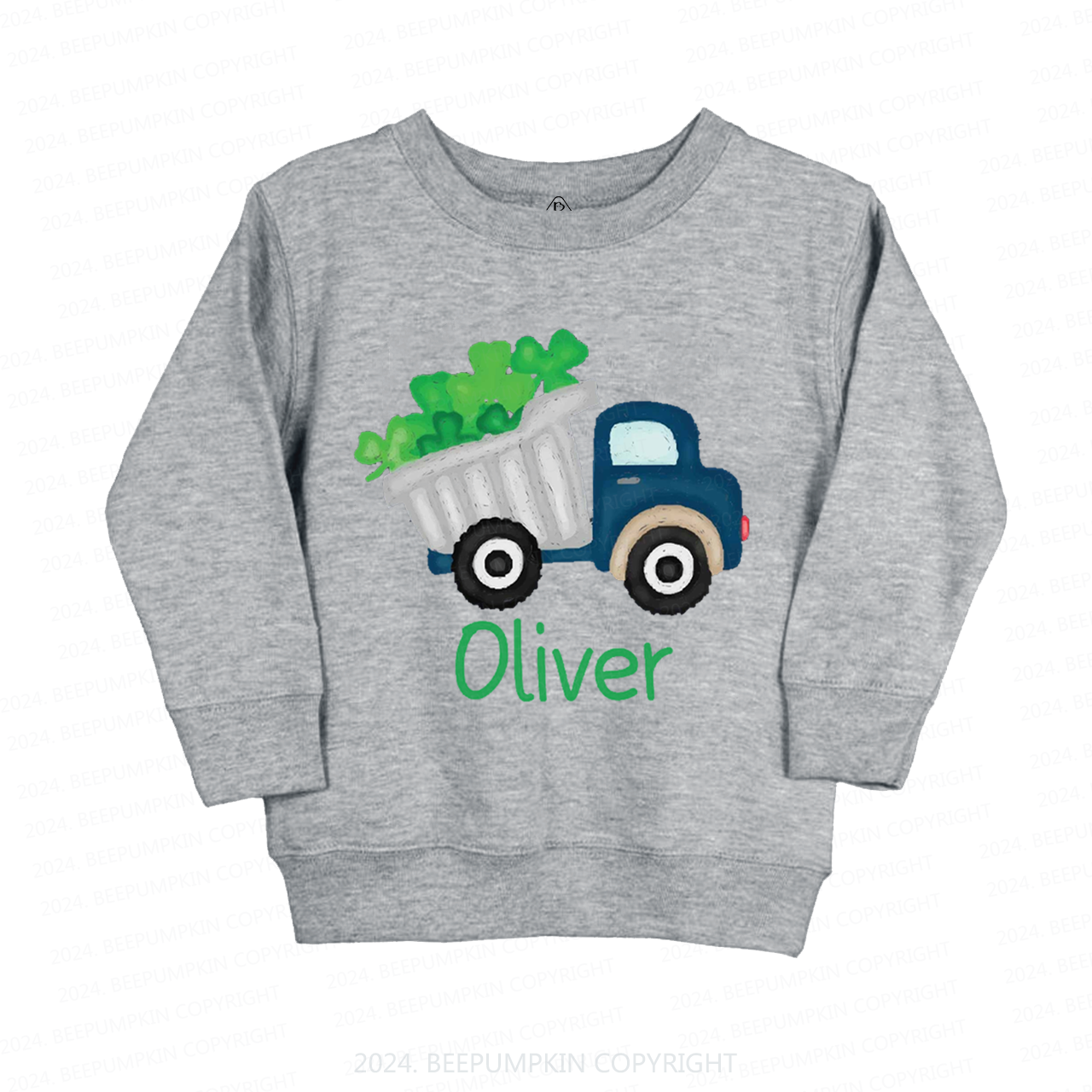 Personalized Shamrock Truck St.Patricks Day Kids Sweatshirt