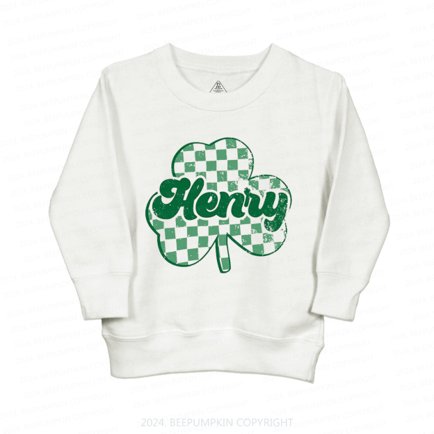 Clover Leaf With Name St.Patricks Day Kids Sweatshirt