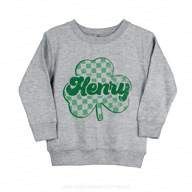 Clover Leaf With Name St.Patricks Day Kids Sweatshirt