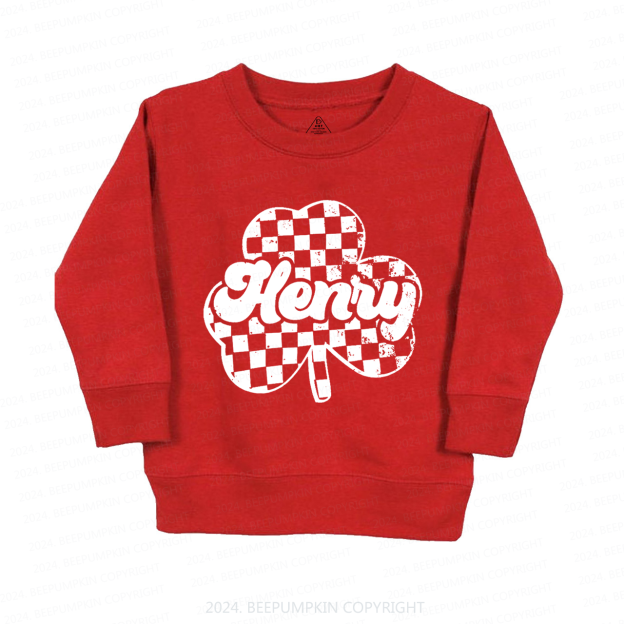 Clover Leaf With Name St.Patricks Day Kids Sweatshirt