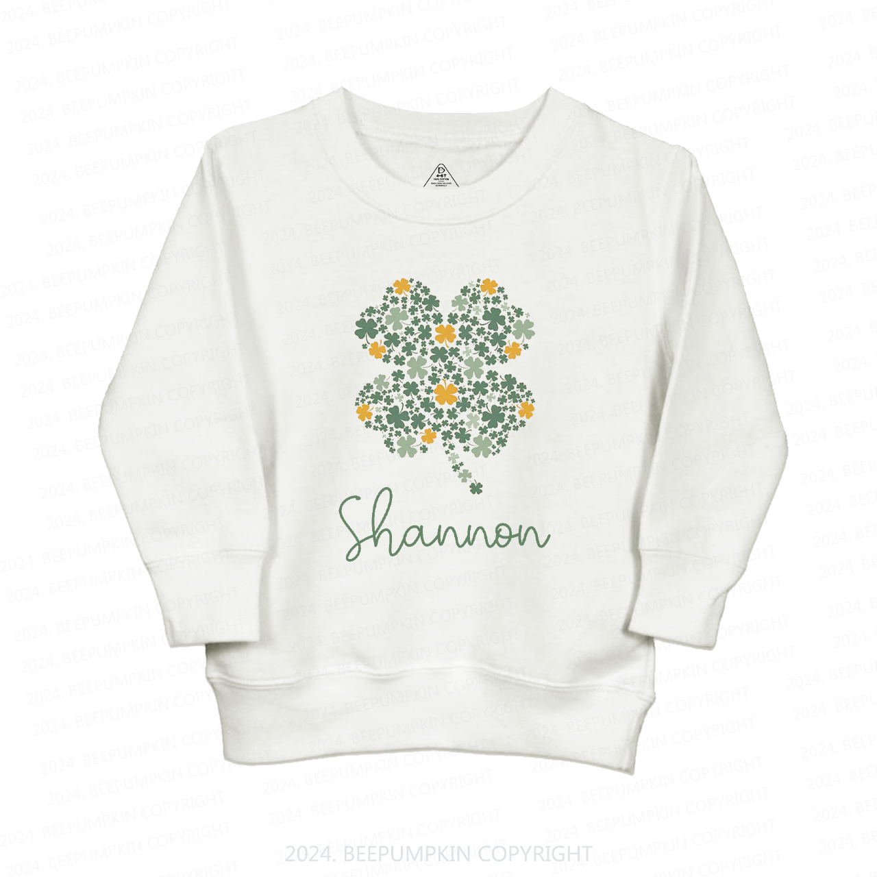 Personalized Cute Shamrock St.Patricks Kids Sweatshirt