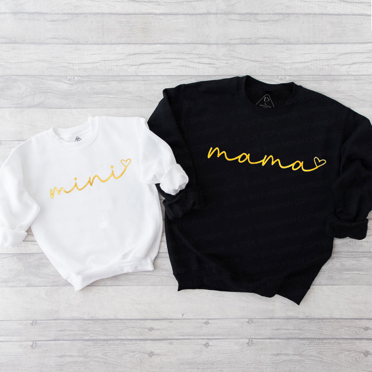 Gold Heart Mama Mini Mom&Me Sweatshirt Beepumpkin