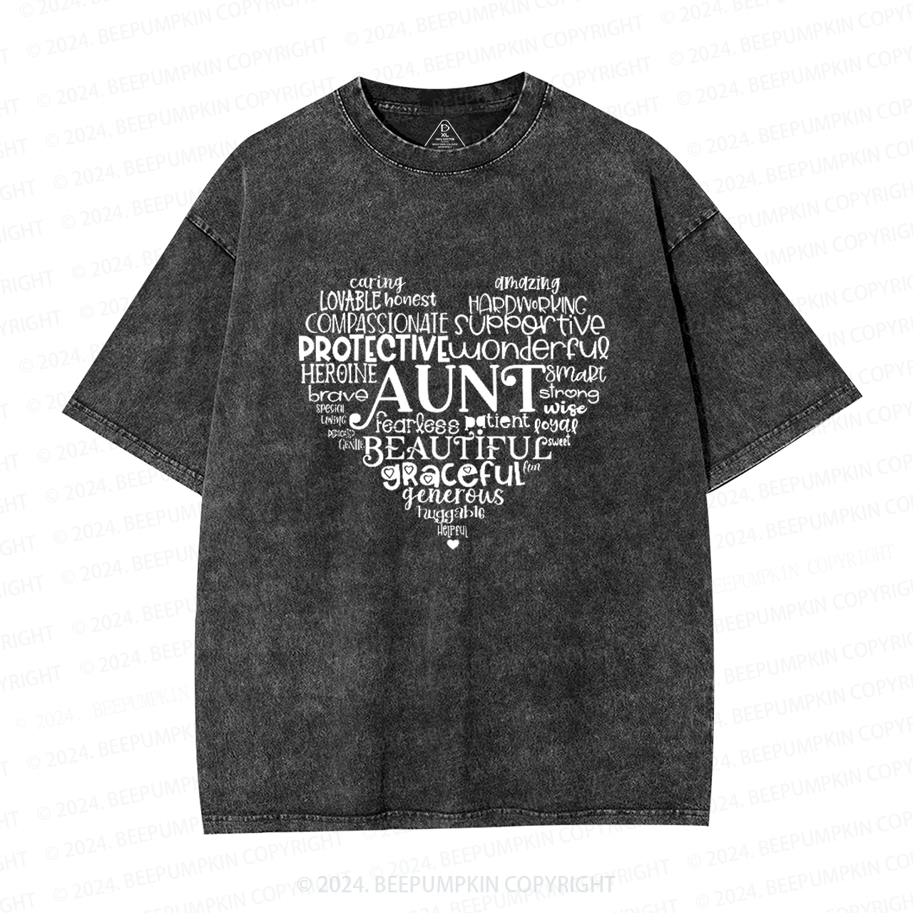 Aunt Heart Best Auntie Washed T-Shirts 