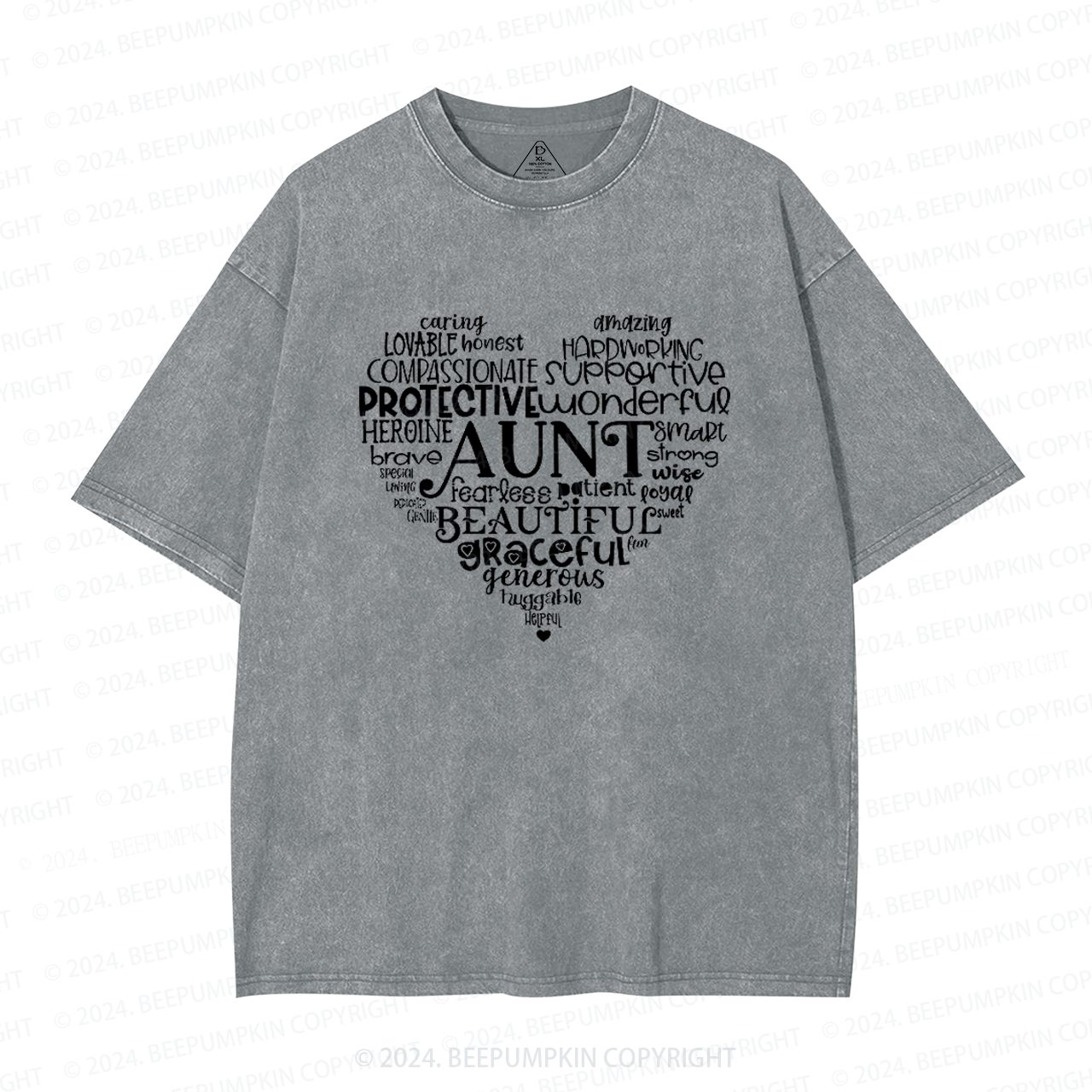 Aunt Heart Best Auntie Washed T-Shirts 