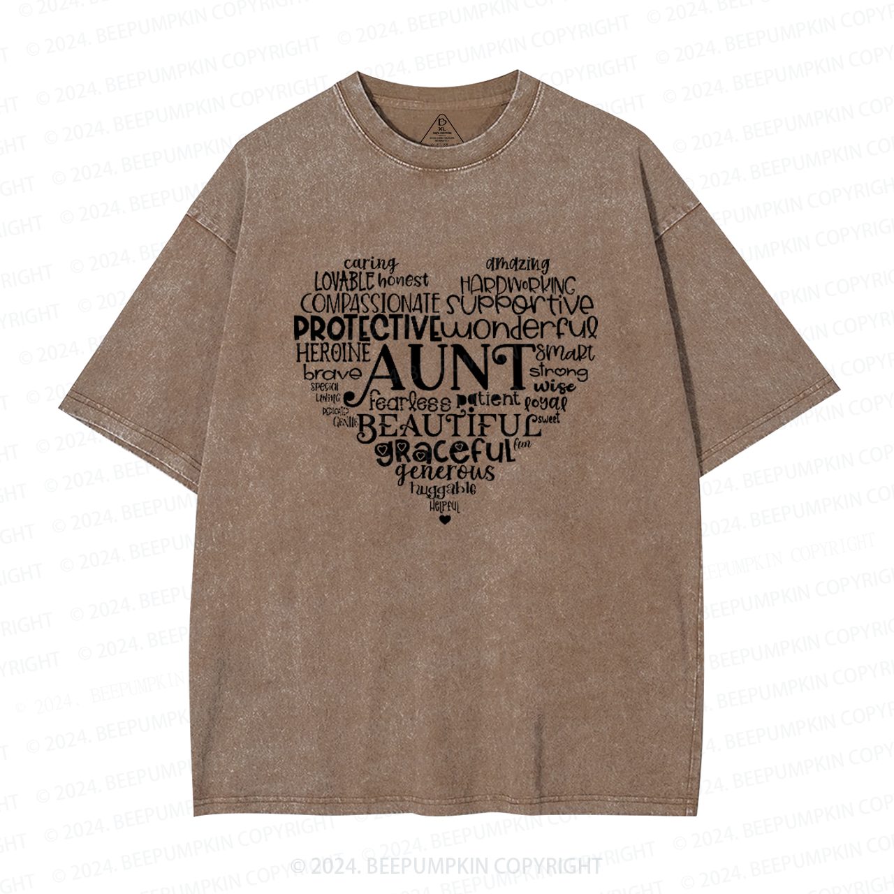 Aunt Heart Best Auntie Washed T-Shirts 