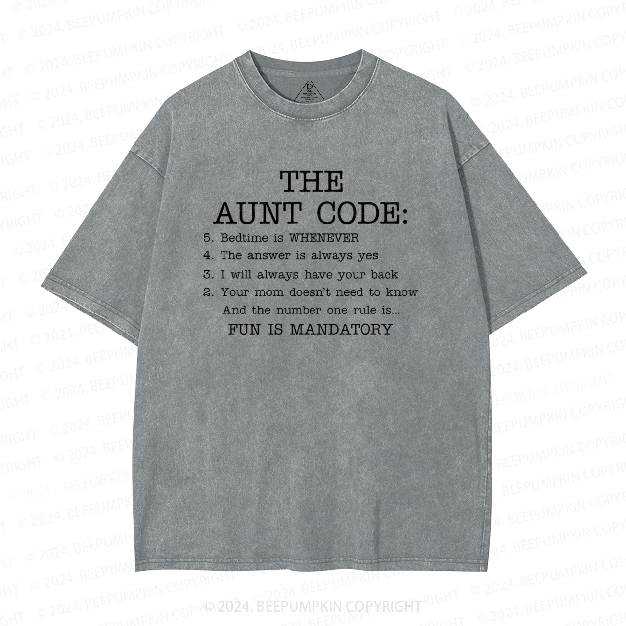 The Aunt Code Auntie Washed T-Shirts 