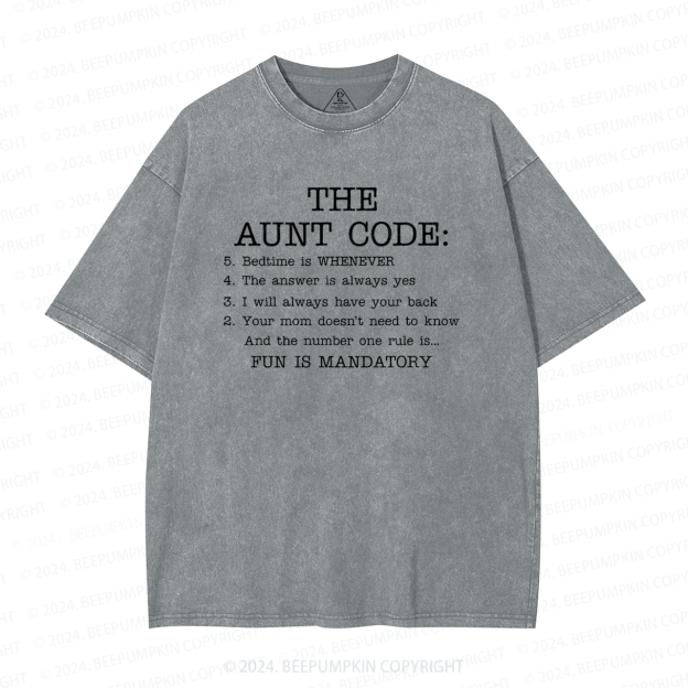 The Aunt Code Auntie Washed T-Shirts 