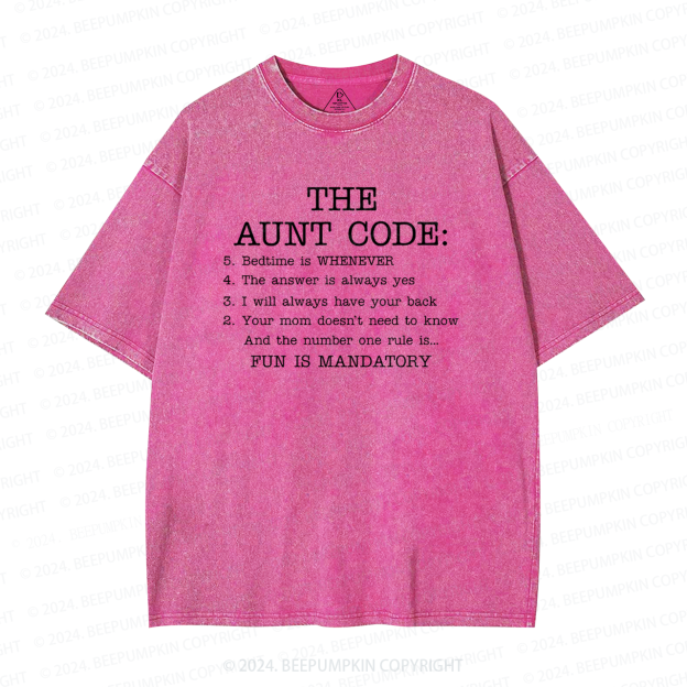 The Aunt Code Auntie Washed T-Shirts 