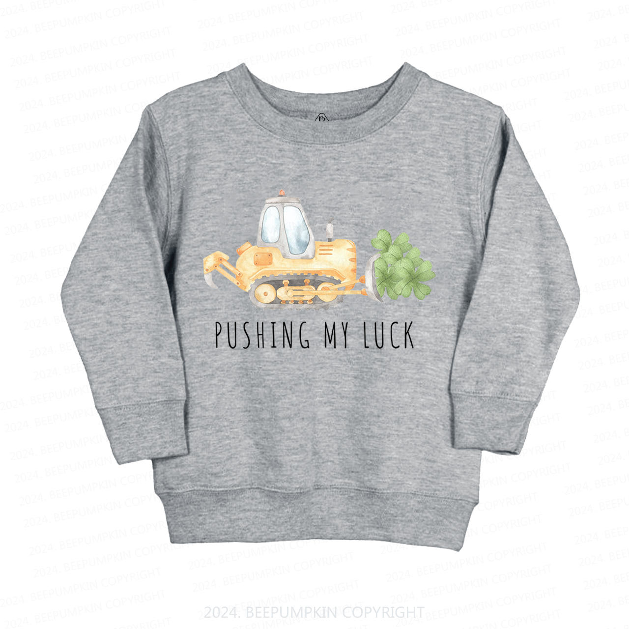 Watercolor Pushing My Luck Construction St.Patricks Day Kids Sweatshirt