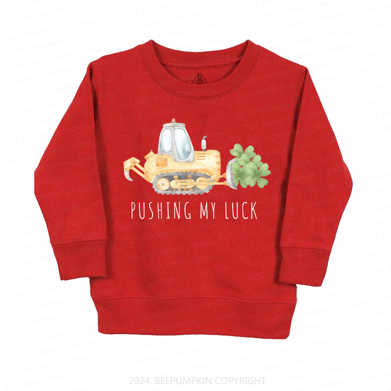 Watercolor Pushing My Luck Construction St.Patricks Day Kids Sweatshirt