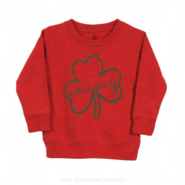 Shamrock Glitter Name St.Patricks Day Kids Sweatshirt
