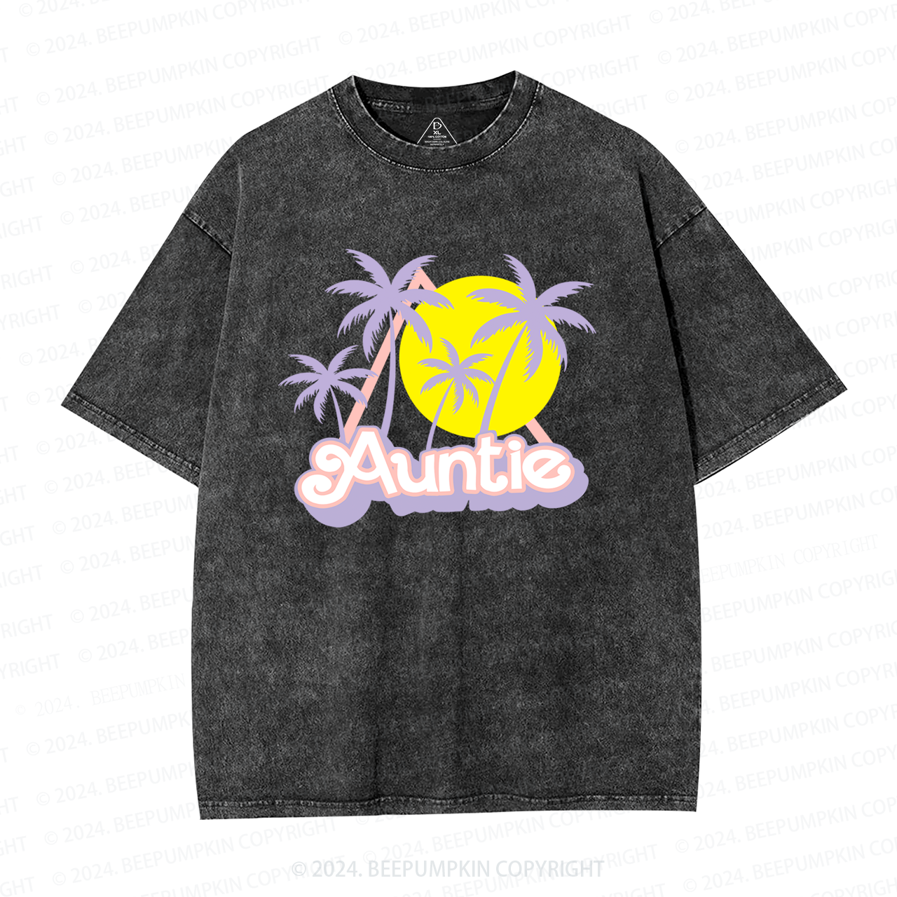 Coconut Tree Sunset Aunt Washed T-Shirts 