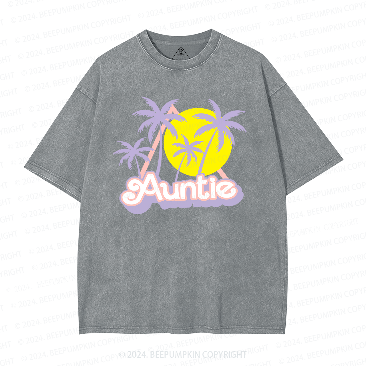 Coconut Tree Sunset Aunt Washed T-Shirts 