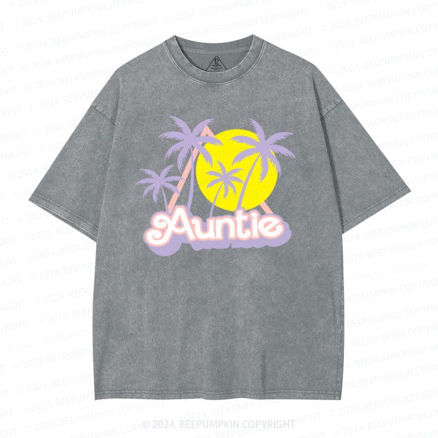 Coconut Tree Sunset Aunt Washed T-Shirts 