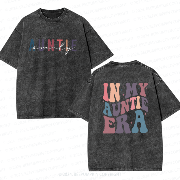 Personalized Name In My Auntie Era Aunt Washed T-Shirts 