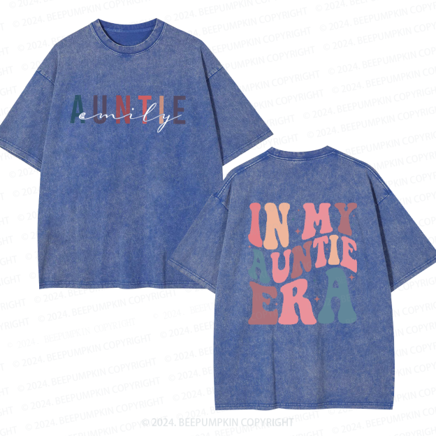 Personalized Name In My Auntie Era Aunt Washed T-Shirts 