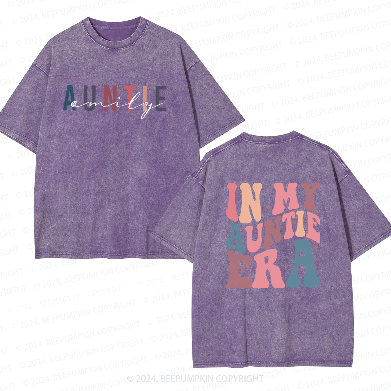 Personalized Name In My Auntie Era Aunt Washed T-Shirts 