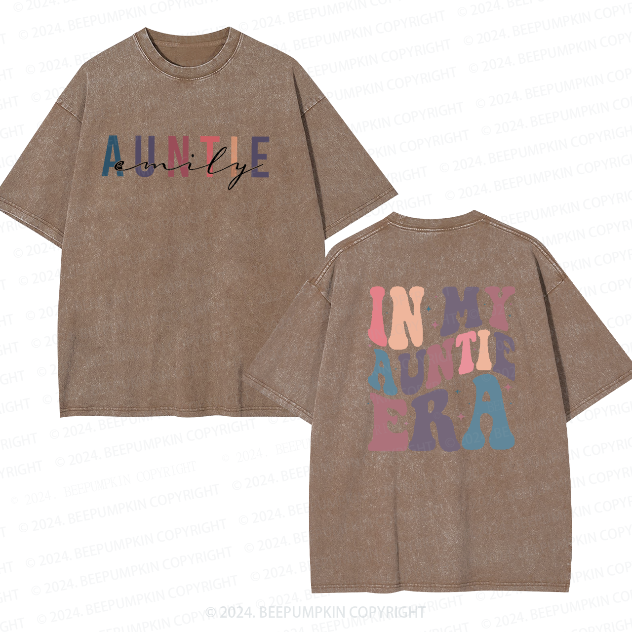 Personalized Name In My Auntie Era Aunt Washed T-Shirts 