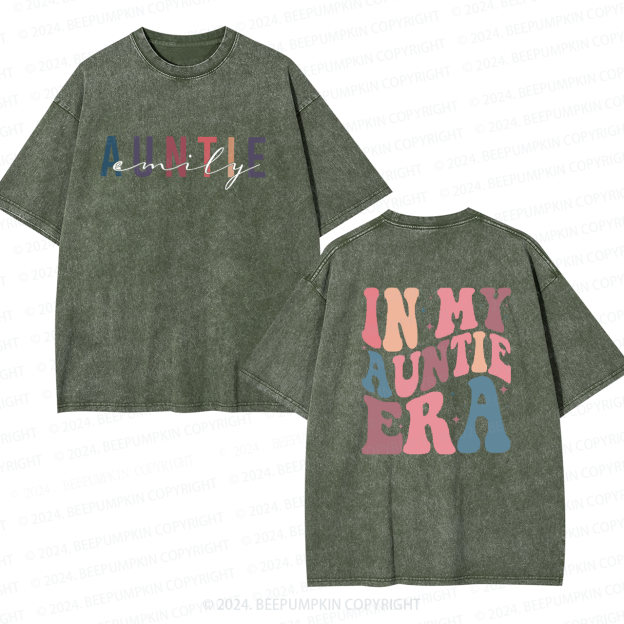 Personalized Name In My Auntie Era Aunt Washed T-Shirts 