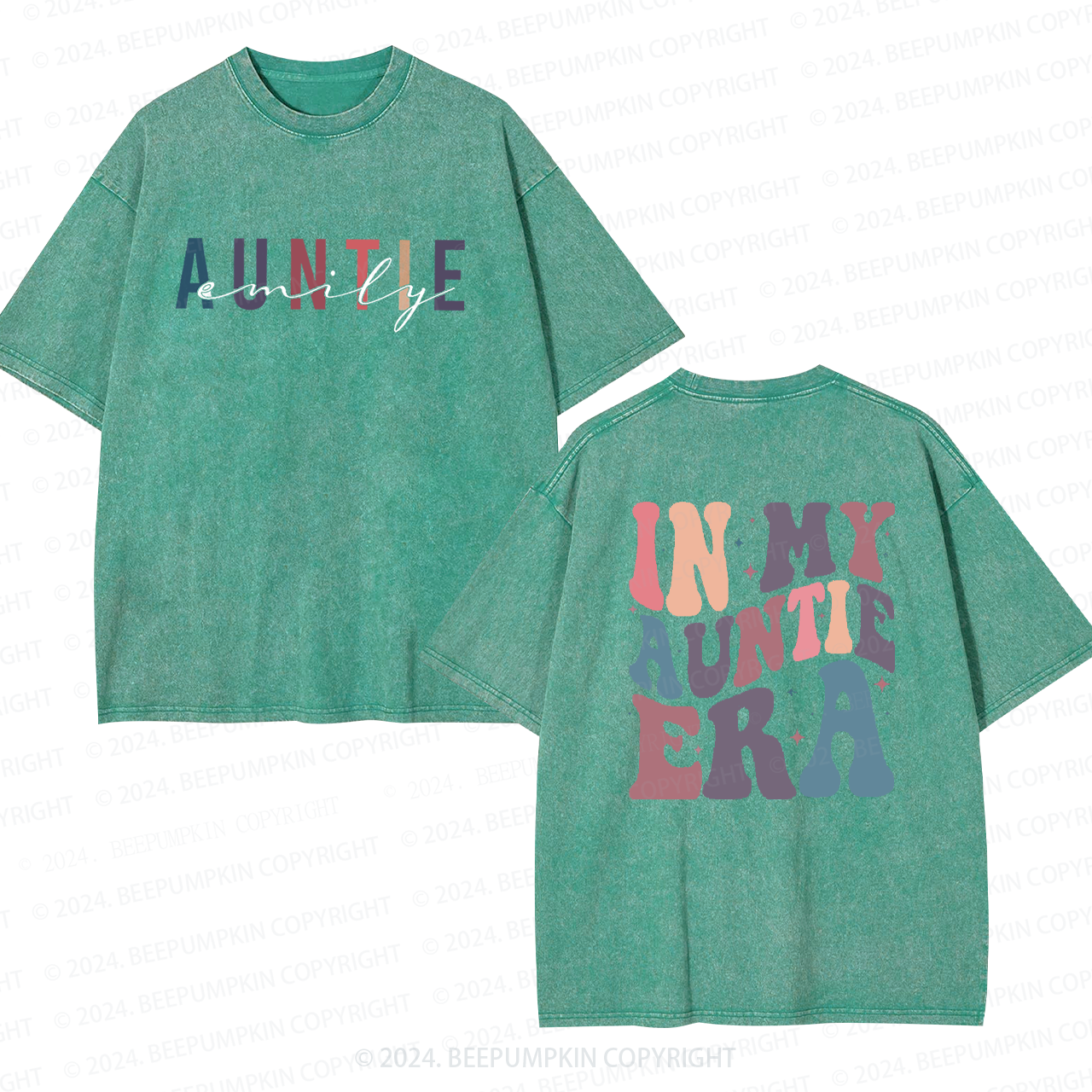 Personalized Name In My Auntie Era Aunt Washed T-Shirts 