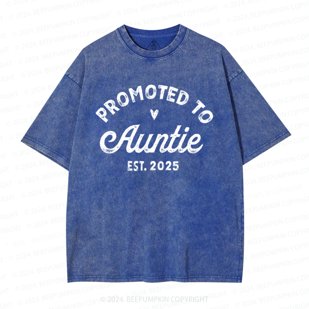 Personalized Established Promoted To Auntie Aunt Washed T-Shirts 