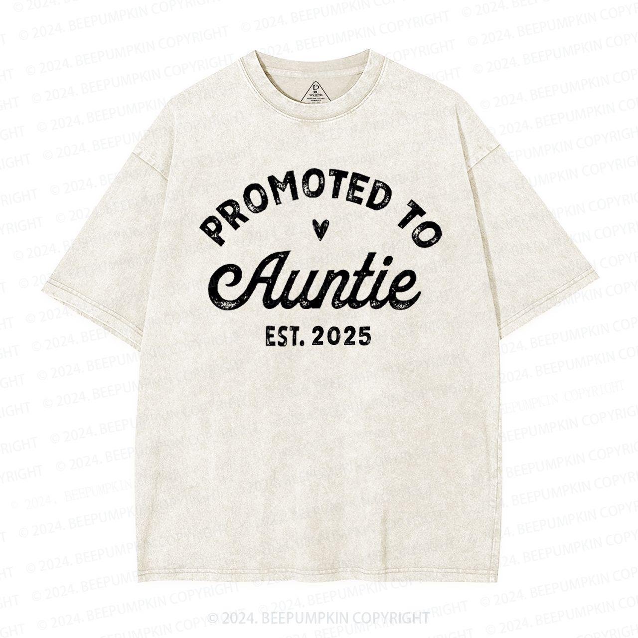 Personalized Established Promoted To Auntie Aunt Washed T-Shirts 