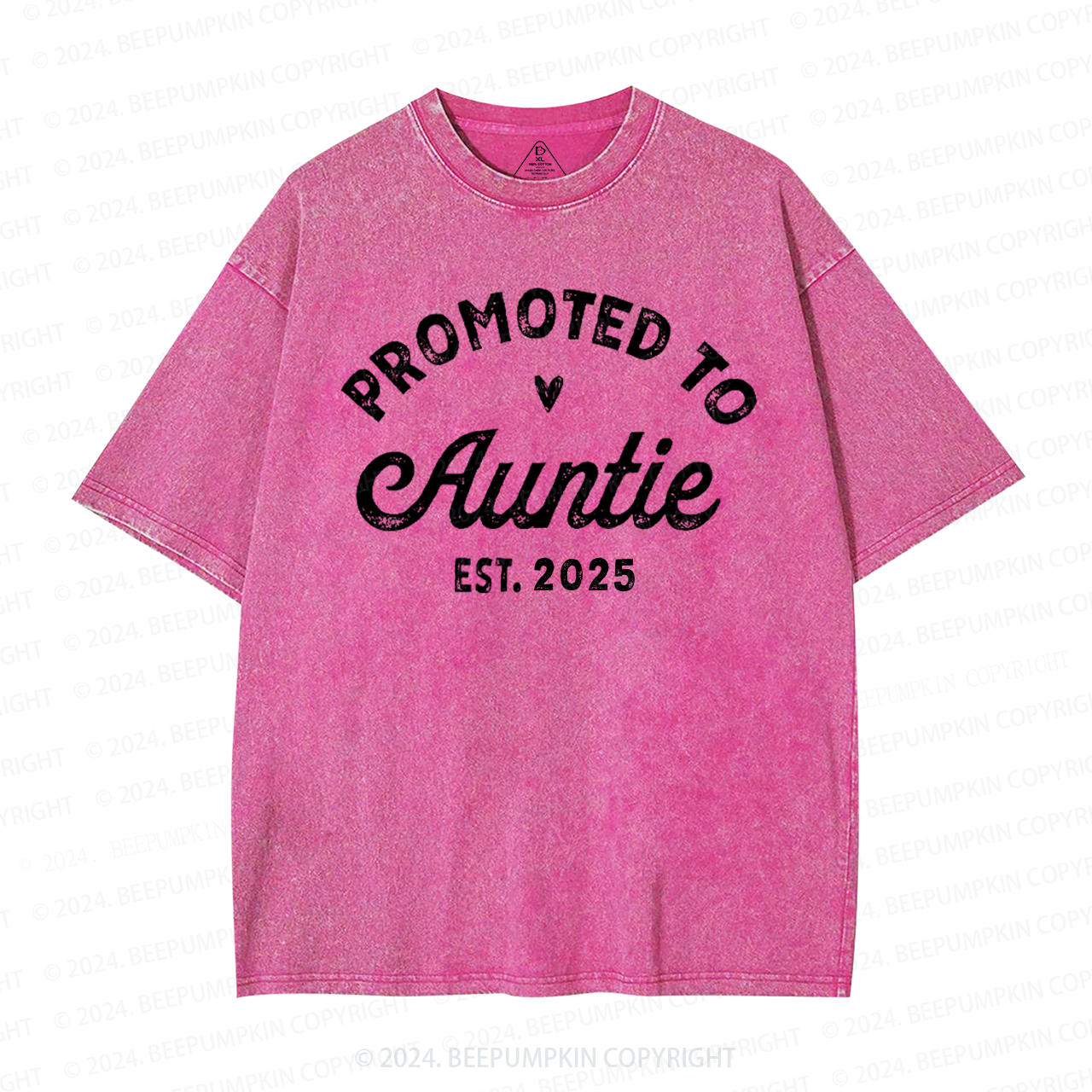 Personalized Established Promoted To Auntie Aunt Washed T-Shirts 