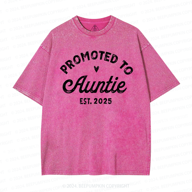 Personalized Established Promoted To Auntie Aunt Washed T-Shirts 
