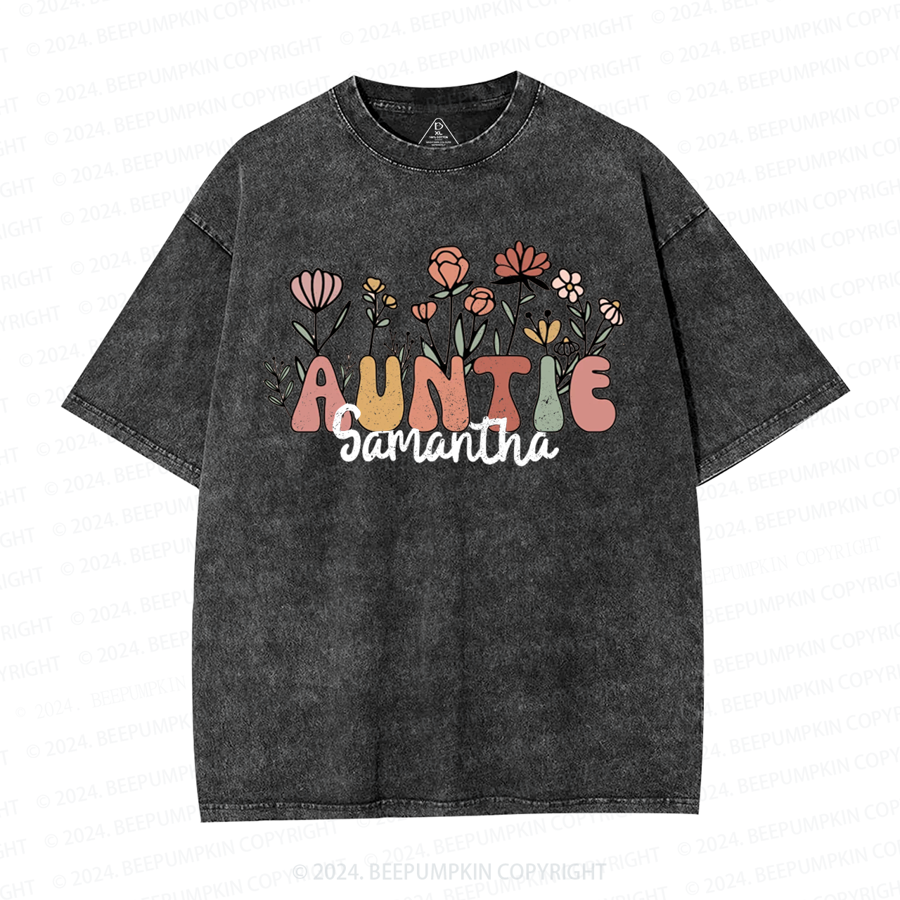 Personalized Wildflower Auntie Aunt Washed T-Shirts 