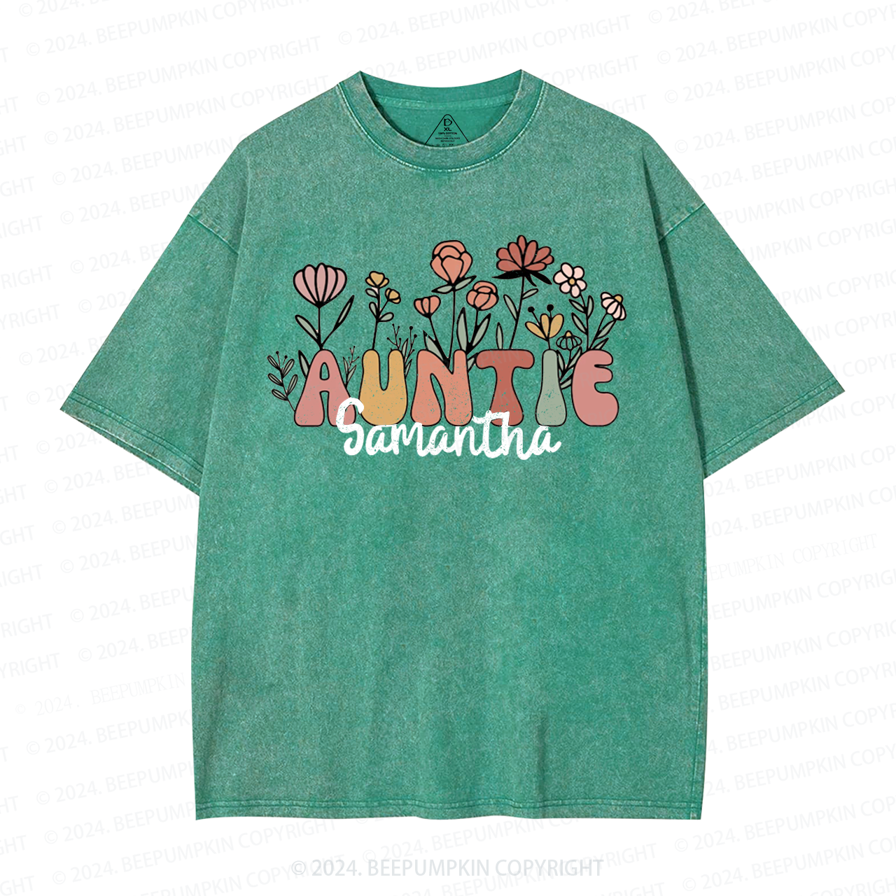Personalized Wildflower Auntie Aunt Washed T-Shirts 
